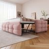 Polsterbett Ausziehbares Schlafsofa 90/180*190cm, Puffbett, Teddy Samt Stoff, Einzelbett, Doppelbett, Mit Lattenrost, Multifunktionsbett, Rosa (Ohne Matratze) Bild 2