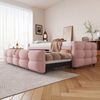 Polsterbett Ausziehbares Schlafsofa 90/180*190cm, Puffbett, Teddy Samt Stoff, Einzelbett, Doppelbett, Mit Lattenrost, Multifunktionsbett, Rosa (Ohne Matratze) Bild 3