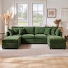 Modulares Sofa, umwandelbar in U-Form und L-Form, mit 2 Hockern und 6 Kissen, modernes Chenille-Stoff-Sofaset, geeignet für Wohnzimmer, Grün Bild 5