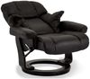 Relaxsessel Nowrac mit Hocker Schwarz Leder - Verstellbarer Fernsehsessel mit Drehfunktion Bild 5