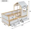 Kinderbett Hausbett mit 4 Schubladen & Treppe, 90x200 cm, Weiß/Natur, ohne Matratze Bild 3