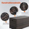 LALAHO Gartenbox Wasserdicht, 500L Rattan Aufbewahrungsbox, Aluminium Polyrattan für Garten, Terrasse, Balkon, 130 x 60 x 65 cm Bild 3