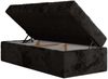 Boxspringbett 90x200 Polsterbett ZERO 90 Einzelbett ohne Kopfteil, inkl. Stauraum & Multipocket-Matratze, Hotelbett - Schwarz Plüsch - H4 - Topper T25 Bild 5