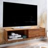Lowboard Hängend Sheesham Massivholz 108 x 25 x 34 cm TV-Schrank Braun, Design Fernsehtisch mit Stauraum, Fernsehschrank Wand Modern, TV-Kommode Fernsehkommode zum Aufhängen Bild 2