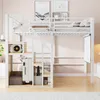 Hochbett mit Rausfallschutz, Treppe, Lattenrost und Regal, 90x200 cm, Metallbett, Jugendbet Bild 2