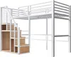 Hochbett mit Rausfallschutz, Treppe, Lattenrost und Regal, 90x200 cm, Metallbett, Jugendbet Bild 5