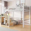 Hochbett mit Rausfallschutz, Treppe, Lattenrost und Regal, 90x200 cm, Metallbett, Jugendbet Bild 3