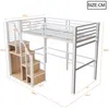 Hochbett mit Rausfallschutz, Treppe, Lattenrost und Regal, 90x200 cm, Metallbett, Jugendbet Bild 4