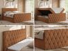 Boxspringbett mit gesteppter Front und Kopfteil, Multipocket-Matratze, zwei Bettkästen - MIREN DUO - 160 x 200 cm - Orange Stoff - H3 Bild 2