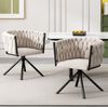 Esszimmerstuhl 71×51×61 cm mit 360°-Drehfunktion – Samtbezug in Beige und Metallgestell Bild 3