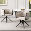 Esszimmerstuhl 71×51×61 cm mit 360°-Drehfunktion – Samtbezug in Beige und Metallgestell Bild 2