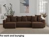 MEBLINI Schlafcouch mit Bettkasten - 312x142x73cm - Dunkelbraun Cordstoff - SOLARIS - Ecksofa mit Schlaffunktion - Sofa mit Relaxfunktion und Kopfstützen - Couch U-Form - Eckcouch - Wohnlandschaft Bild 3