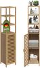 Bellamio 'Newa' Badezimmer Hochschrank, Bambus, natur, 165x33x33 cm, Badezimmerschrank mit 5 Ablagefächern Bild 1
