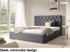 MEBLINI Polsterbett 140x200 mit Lattenrost ohne Matratze – BALEARO – Grau Samt – Doppelbett mit Bettkasten - Stauraumbett - Kopfteil Bett mit Stauraum Bild 3