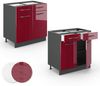 Küchenunterschrank Fame-Line Bordeaux Hochglanz 80 cm ohne Arbeitsplatte Vicco Bild 5