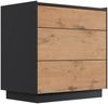Design Nachttisch Kommode Lux XL 70cm, 3 Pushauszüge Oak für Boxspringbett : Oak / Grafit Bild 4