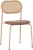 Esszimmerstuhl 6er-Set 80cm×48cm×46cm mit ovaler Rattan-Rückenlehne, PU-Sitz und Metallbeinen Bild 5