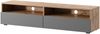 Selsey 'Rednaw' TV-Schrank mit zwei Schubladen, Holzoptik Eiche / Hochglanz Grau mit LED, 140 cm Bild 1