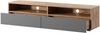 Selsey 'Rednaw' TV-Schrank mit zwei Schubladen, Holzoptik Eiche / Hochglanz Grau mit LED, 140 cm Bild 4