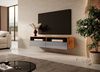 Selsey 'Rednaw' TV-Schrank mit zwei Schubladen, Holzoptik Eiche / Hochglanz Grau mit LED, 140 cm Bild 3