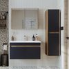 Roomart ATRIA-85 Badmöbel Set– 4-teiliges Badezimmermöbel Set - Waschbeckenunterschrank mit Keramikwaschbecken, Spiegelschrank & Hochschrank - H 45 x B 45 x T 85 cm • Anthrazit-Eiche Bild 3