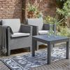 Allibert Polyrattan Balkonmöbel-Set "Chicago", graphit,2 Sessel und Tisch Bild 4