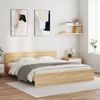 Doppelbett, Bettgestell Modernen mit Kopfteil und LED-Beleuchtung Sonoma-Eiche 180 x 200 cm d1232e Bild 2