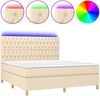 vidaXL Boxspringbett mit Matratze & LED Creme 160x200 cm Stoff 3135690 Bild 2