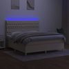 vidaXL Boxspringbett mit Matratze & LED Creme 160x200 cm Stoff 3135690 Bild 4