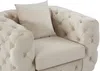 Vente-unique - EDWINA Sessel SamtStoff Beige - B 91 cm x H 76 cm x L 106 cm Bild 4