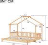 Erweiterbares Hausbett 208x182x170 ausziehbares Kinder- und Tagesbett, reines Massivholz (Kiefer), wandelbar als Einzel- und Doppelbett, natur Bild 4