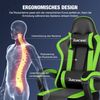 Ergonomischer Gaming Stuhl mit verstellbaren Kissen, Fußstütze - Grün Bild 5