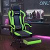 Ergonomischer Gaming Stuhl mit verstellbaren Kissen, Fußstütze - Grün Bild 2