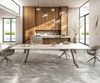 Esstisch Edge 300x100 cm Keramik Laminam® Travertino Bianco Creme-Weiß Metall Schräg Effektfinish Titan Bild 2