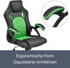 Juskys Racing Schreibtischstuhl Montreal (grün) ergonomisch, höhenverstellbar & gepolstert, bis 120 kg - Bürostuhl Drehstuhl Bild 3