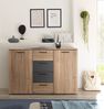 Sideboard >Aschau< 2 Türen, 4 Schübe, Mauvella Eiche Dekor/ Graphit - 140x89x38cm (BxHxT) Bild 5