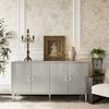 Sideboard 152 x 40 x 82,5 cm in Champagner, aus MDF, mit 4 Türen und Kiefernholzfüßen Bild 2