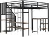 Etagenbett aus Metall mit Schreibtisch & offenem Kleiderschrank, 120x200 cm, Schwarz, ohne Matratze Bild 4
