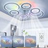 LETGOSPT Deckenleuchte 90W Leise Deckenventilator mit Beleuchtung, RGB dimmbar, 6-Gang, Timer, RGB-Hintergrundbeleuchtung, LED fest integriert, kaltweiß, neutralweiß, warmweiß, RGB, led Deckenleuchte Mit Ventilator Fernbedienung, 76×53 cm Bild 2