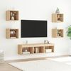7-tlg. Wohnwand, Schrankwand Wohnzimmer mit LED-Beleuchtung Sonoma-Eiche Holzwerkstoff Bild 3