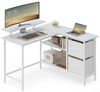 VASAGLE L-förmiger Schreibtisch, Eckschreibtisch, 2 geräumige Schubladen, Computertisch mit Monitorständer, mit verstellbarer Ablage, für Homeoffice, ahornweiß LWD097W01 Bild 4