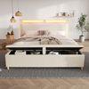 OKWISH Holzbett Kopfteil mit Stauraum (Doppelbett, Bettrahmen mit Holzlatten, 1-tlg, 160×200cm, ohne Matratze, mit Bettbank), mit LED-Beleuchtung, Cordpolster-Rückenlehne Bild 2