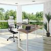 hjh OFFICE Schreibtisch WORKSPACE BASIC I Melaminharzbeschichtete Spanplatte, Gestell pulverbeschichteter Stahl Walnuss/Weiß Bild 2