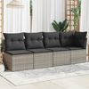 vidaXL Gartensofa mit Kissen 4-Sitzer Grau Poly Rattan 366115 Bild 3