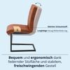 KHG Esszimmerstuhl Schwingstuhl Braun Leder | Freischwinger bis 110 kg - Küchenstuhl, Schwingstuhl, Polsterstuhl mit Schaumstofffüllung und Wellenfederung Bild 5