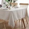 TUWENA Tischdecke Rechteckig Tischdecke,Leinen Baumwolle Tischtuch Abwaschbar mit Quaste Bild 2