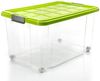 BigDean 3 Stück 60 L Aufbewahrungsbox mit Deckel groß limegrün - stapelbare robuste Box - rollbare Stapelbox mit festen Klickverschlüssen - Made in Germany Bild 2