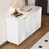 STILVORA Sideboard Aufbewahrungsschrank Buffetschrank mit verstellbaren Einlegeböden (Sideboard mit 4 Türen, Gravierte Front, 120 × 35 × 71,5 cm, MDF, verstellbare Innenböden), Metallgriffe, kugelförmige & verstellbare Beine, stabil & langlebig Bild 4