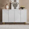 STILVORA Sideboard Aufbewahrungsschrank Buffetschrank mit verstellbaren Einlegeböden (Sideboard mit 4 Türen, Gravierte Front, 120 × 35 × 71,5 cm, MDF, verstellbare Innenböden), Metallgriffe, kugelförmige & verstellbare Beine, stabil & langlebig Bild 2