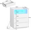 MSMASK Nachttisch mit LED-Beleuchtung und Steckdosen, 3 Schubladen, 45x35x61cm (1-St), Nachtschrank mit Sichtbarer Glastischplatte Bild 2